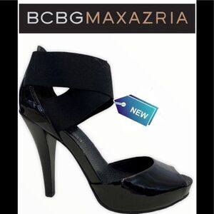 BCBGMAXAZRIA Black Monroe patent elastic heels size 40